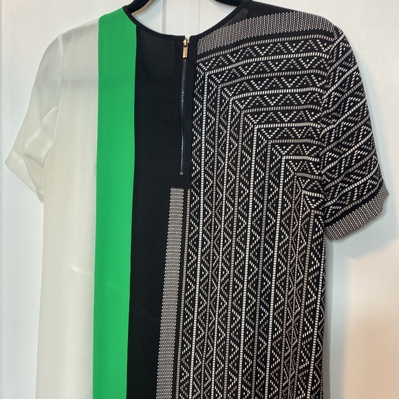 BCBG MaxAzria | Adeleine - Geometric Black, Green, and White Dress -XS - Picture 7 of 9